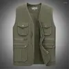 Hommes gilets printemps automne homme gilet décontracté avec poches multifonctions conception gilet mâle col en v chevrons gilets hommes loisirs