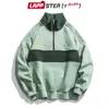 Herrtröjor tröjor lappster-youth harjuku lapptäcke turtleneck hoodies pullover mens color block koreanska fleece tröjor streetwear kläder 230209