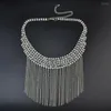 Kolye Kolyeleri Boho Kırmızı Clear Rhinestone Comper ifadesi Düğün Kadınlar İçin Büyük Tassel Kolye