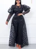 カジュアルドレス女性ドットドレスカバー黒い長袖オーガンザロングドレストレンディ秋の大きなサイズローブストリートファッション230210