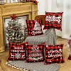 Kissen 2023 Weihnachtsdekorationen Rot Leinen Plaid Quadratischer Bezug Sofa Home Decor Nordic