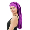 Ny Satin Sleep Cap Lastic Wide Edge Bonnet Långt hår Sovande hattar Nattkapp Hårvård Bonnet Chemo Cancer Hat Ladies Headwrap