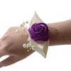 Decorative Flowers Men Boutonniere Buttonhole Rose Brooch Bride Wedding Wrist Corsage Bracelet Groom Ceremony Flower Party Meeting Decor