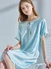 Kvinnors sömnkläder Real Silk Robe Nightgown for Women Hangzhou Bedgown Ladies Loose Style Natural Material Nightdress Dress