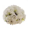 Fiori decorativi Bouquet da sposa artificiale Bouquet da sposa fatto a mano con fiori di seta per le damigelle d'onore