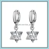 Charm Sier Earrings Eternity Hoop Earring Clips Wedding Silhouette Fine Jewelry Gift Zircon Cz Triangle Drop Delivery Dh2Vi