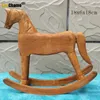 Decoratieve objecten Figurines Creatief snijden houten rockende paard Diy handgemaakt vaartuig voor kinderen kinderen verjaardag decoratie cadeau Huishuis Decor 230210