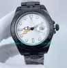 2 -stijl met doos automatische horloges voor heren 42 mm witte wijzerplaat zwarte PVD roestvrijstalen armband mechanische mannen sport heren horloge polshorloge