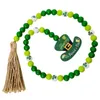 Ljuskrona Crystal Irish Festival Wood Beads St. 'S Day Green Hat Tassel Pend Party Diy Juldekorationer