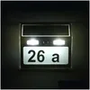 Other Outdoor Lighting Waterproof House Number Solar Power Light Sign El Door Address Plaque Digits Sier Drop Delivery Lights Dha9Z