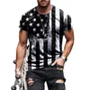 T-shirts pour hommes 2023 été drapeau américain 3D imprimé t-shirts hauts hommes mode décontractée T-shirt col rond lâche Muscle Streetwear homme vêtements