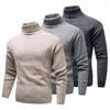 Herentruien mannen Sweater Solid Color Pullover Elastic Basic gemakkelijk te matchen met hoge kraag gebreide lange mouw zachte winter dagelijkse kleding