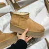 5 cm vrouwen ultra mini -platform sneeuwschapenvin schapenvacht skarling houtskool kastanje zwart bruin mode comfort winter dames designer laarsjes