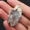 Pendant Necklaces Natural Stone Amethyst Pendants Purple Ghost Crystal Charms For Jewelry Making DIY Necklace Irregular Geometric