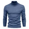 Herrtröjor 2023 Men's Turtleneck tröja Autumn Winter Solid Color Men Warm Casual Sticked Slim Fit Mens Jumper Clothing My704