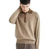 Hommes chandails hommes tricots demi fermeture éclair décolleté automne hiver garder au chaud revers tricot pull pull pour l'extérieur