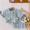 Kledingsets Girls Suit 2023 Lente zomer Kinderen Korte mouw Blouses en Rok 2pcs Babymeisjes Kleding Set W230210