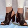 Sandales d'été Sexy pour femmes, chaussures de fête à talons carrés hauts, bande élastique, bout ouvert, plateforme solide, bosses