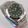 Relógios de pulso homens mecânicos automáticos relógios 24 jóias NH35A Movimento Sapphire Crystal Auto Data polida Case Green Dial Oyster Bracelet