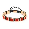 Bracelets de charme Men Hand Anil Arjandas Jewelry 2023 CZ en cuir Perles carrées Charmes tressé Macrame Pulseira Masculina