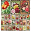 Vintage Flowers Seed Catalogue Covers Metal Painting Daffodils Tulips Bulb Flower Retro Metal Plates Garden Home Decoration Wall Craft 20x30cm Woo