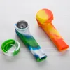 Pipe à fumée Pipe à main en silicone avec bol en métal et capuchon en silicone Longueur = 85 mm avec bol en fer 20 pièces / boîte de présentation