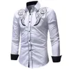 القمصان غير الرسمية للرجال للرجال المطرزة القميص الغربي الطويل الأكمام قميص عارض 230209
