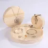 Jewelry Pouches Solid Wood Round Display Blocks Earrings Pendant Bracelets Ring Stand Jewellery Rack