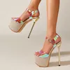 Sandaler Liyke 2023 Summer Fashion Transparent Sandaler Sexig öppen tå 17 cm High Heels Party Dress Wedding Nightclub Women Platform Shoes T230208