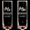 Other Festive Party Supplies 2Pcs Set Personalized Mr and Mrs Champagne Flutes Custom Bride Groom Name Glasses for Wedding Toasting Gift Bridal Shower 230209