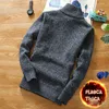 Suéteres masculinos de inverno Men's Fleece Sweater mais espesso de zíper com gola alta de gola alta qualidade machos machos malhas de malha de lã suéteres para a primavera 230209