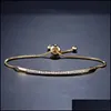 Bangle Fashion Copper embutido zirc￣o feminino pulseira de ouro rosa cor de ouro ￚnica linha Zrcon ajust￡vel para menina entrega de gota de queda judeu dhmdf