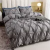 Bedding sets Pleated Solid Color Quilt Cover Pillowcase Three Piece Set Colorfast Anti pilling Anti Mite 230210