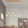 Lumières LED Éclairage Suspendu Boule De Bois Plafond Lustres Cuisine Salle À Manger Moderne Suspension Lustre pour Chambre Salon 0209