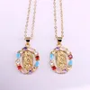 Chains 10Pcs Oval/Heart Shape Cz Religion Charm Pendant Colorful Cubic Zirconia Micro Pave Necklace