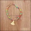 Link Kette Bunte Kleine Perlen Muschel Anhänger Armband Fußkettchen Boho Elegante Quaste Einstellbare Schmuck Für Frau Sommer Strand Drop del Dhiey