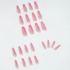 False Nails 24st Long Fake Coffin Ballerina Rose Red French Full Cover Press On Nail Fingernails Manicure Tools