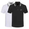 Polo masculino de luxo preto e branco de vários estilos camisa lapela manga curta casual bordado 100% algodão marca de algodão moda comercial 3XL#99