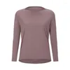 Active Shirts Womens Workout Yoga Long Sleeve Crop Top Fitness T-shirts Running Clothes Quick Dry Breathable Sports Wear Loose Casual