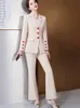 Kvinnor Tvåbitar byxor Fashion Black Apricot Blazer Jacket och Pant Suit Women Women Office Ladies Work Wear Formal 2 Set 230209