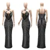 Casual Dresses Felyn Novely Chic Design Dress Solid Diamond Spaghetti Strap Sexig Night Party Maxi Dress Vestidos 230210