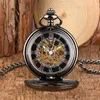 Pocket Watches Steampunk Black Roman siffer Mechanical Watch Vintage Exquisite Pendant For Men Hollow Luxury Hand-Wind