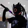 Maski imprezowe rurowe dreadloki cyberpunk maska ​​cosplay shinobi mask Forces samuraj maski trójkąt projekt el ze światłem LED 230209