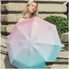 Paraplyer Zuodu Gradient Sun Paraply Tralight Sunsn Women Antiuv Pocket Capse Rain Dualuse Sunshade Parasol 211124 Drop Delivery Ho Dhutw