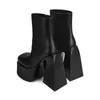 Stövlar Knee High Microfiber Läder tjock plattformsdesigner Hälar Ankel Booties Autumn Shoes Woman Casual Street Mujer