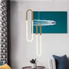 Ciondolo moderno semplice a forma di U per comodino in camera con lampada a sospensione a soffitto alto dimmerabile a filo lungo Decor 0209