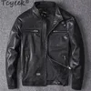 Hommes Cuir Faux Cuir Tcyeek Printemps Automne Véritable Veste En Cuir Hommes Streetweaar 100% Véritable Manteau En Peau De Mouton Homme Moto Biker Vintage Vestes En Cuir 2811 230209