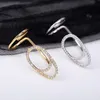 Solitaire Ring s Trend Nuovo strass in metallo per le donne Punta delle dita Unghie in acciaio inossidabile Fashion Party Gift Jewelry Y2302