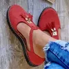 Slippers Women's Sandals 2023 Новая модная плоская кисточка Простая пряжка римская обувь повседневная клин.