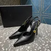 Épingle de sécurité Slingback en cuir de veau verni Escarpins chaussures talons aiguilles sandales à bout pointu femme de luxe Designer robe chaussure soirée usine chaussures